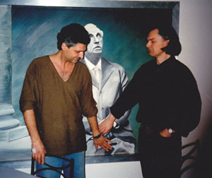 Jan Garbarek by the portrait of an old man 